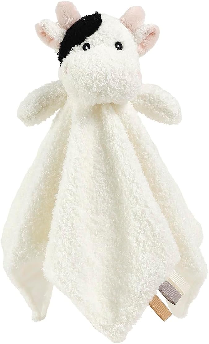 CREVENT Cozy Plush Baby Security Blanket, Loveys for Baby Girls and Boys, Birthday (Elephant +Cow)