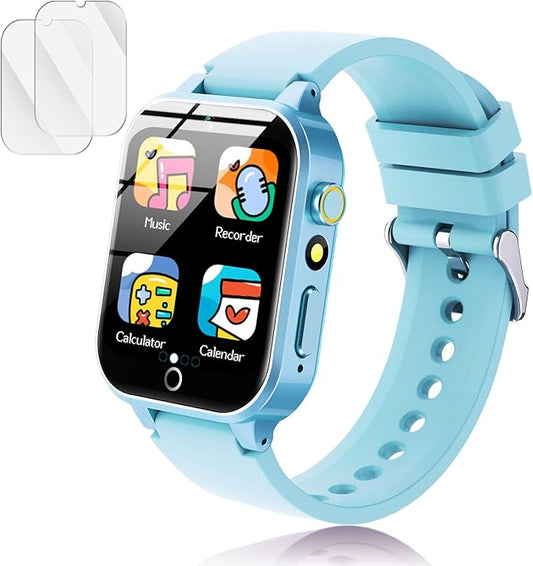 Luyiilo Smart Watch for Kids, with 26 Puzzle Games, Touch Screen, HD Camera, Alarm Clock, Toys for Ages 4-12 Years Old.Birthday Gift for Boys Girls (Soft Blue)