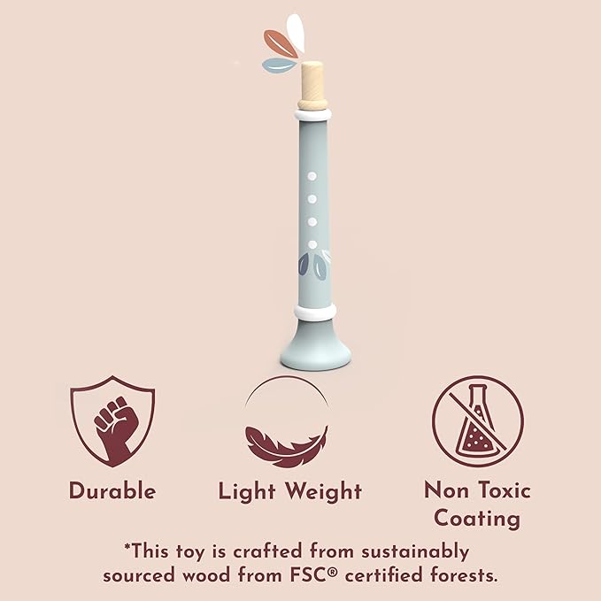 SPEEDY MONKEY Kids Wooden Trumpet for Kids | FSC Certified Piccolo Flute Musical Toy for Toddlers, Bugle Speaker Trumpet for Girls, Boys | Pretend Play Percussion Instruments (Color May Vary)