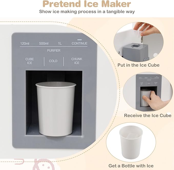 HONEY JOY Corner Play Kitchen, Large Wooden Pretend Toy Kitchen Set w/Lights, Ice & Coffee Maker, Range Hood, Chalkboard, Microwave, Cookware, Little Chef Kids Kitchen Playset for Toddlers (White)