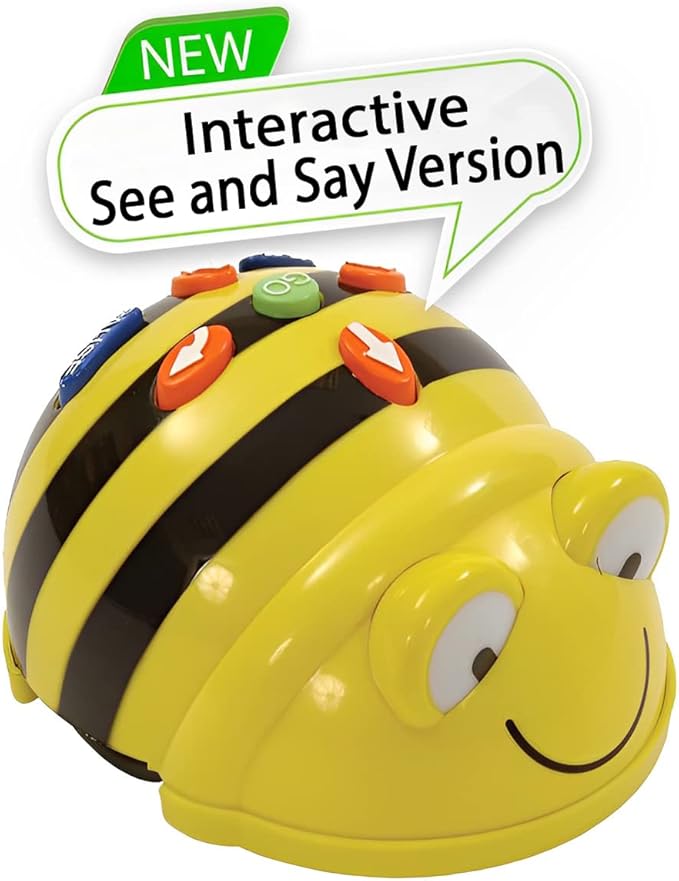 STEM Bee-Bot and Blue-Bot Classroom Bundle See and Say Coding Robot with Countryside Mat, Shape Color & Size Mat, Marketplace Mat, Fairy Tale Mat