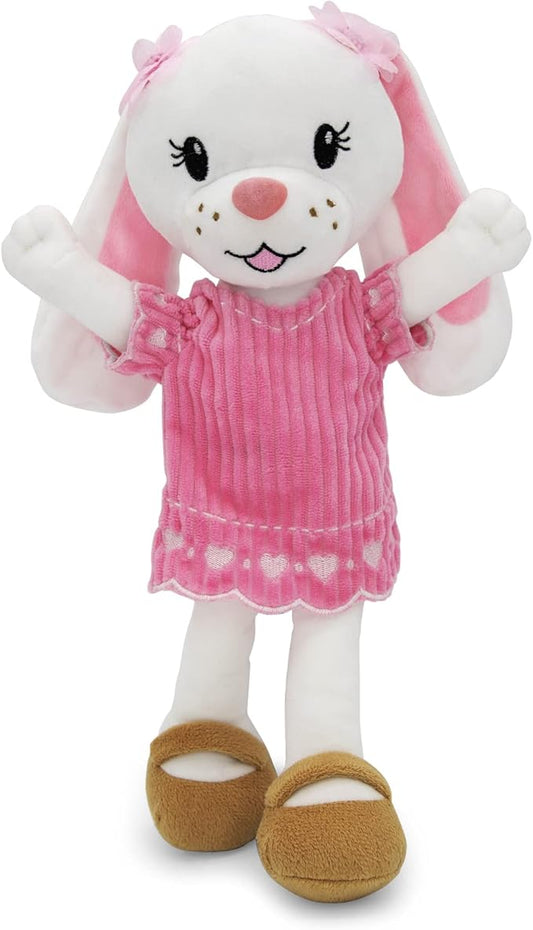 Playtime by Eimmie Soft Baby Doll Brie The Bunny - 14" Pink Bunny Plush Rag Doll with Embroidered Features for Girls, Boys, Toddlers & Infants - Educational Stuffed Animal for Imaginative Play