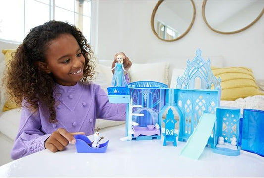 Mattel Disney Princess Toys, Storytime Stackers Elsa Ice Palace, Stackable Castle Doll House with Small Doll & 8 Pieces, Inspired by The Disney Frozen Movies