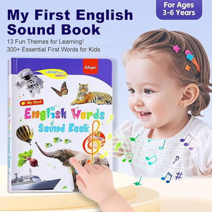 My First English Words Sound Book – 470+ Words, Audio Books for Kids 100 Book English Learning Talking Interactive Toddlers Early Educational Electronic Musical Toy(Two-Book Set)