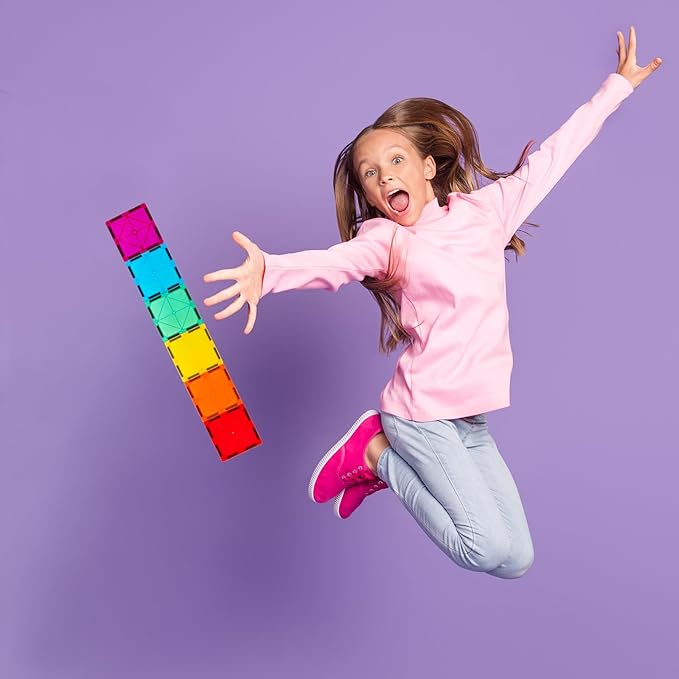 Gemmicc 100 PCS Magnetic Tiles with 2 Cars, STEM Approved Educational Magnet BuildingToys, Magnet Puzzles Stacking Blocks for Boys Girls