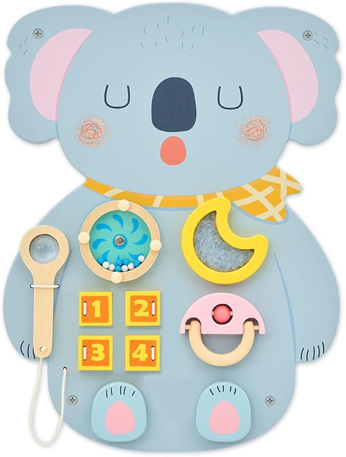 Monläurd® Wooden Koala Sensory Wall Toy, Busy Board for Toddlers, Montessori Sensory Wall Panel for Kids, Ideal for Classroom, Playroom & Daycare, Wall Activity Board