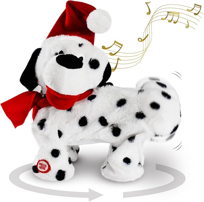 Twerking Dog Toy, Singing and Dancing Plush Puppy, Animated Christmas Plush Toy, Funny Interactive Santa Dog Figure, White Elephant Gift for Adults and Kids, Holiday Decor
