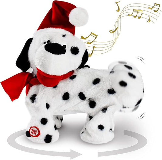 Twerking Dog Toy, Singing and Dancing Plush Puppy, Animated Christmas Plush Toy, Funny Interactive Santa Dog Figure, White Elephant Gift for Adults and Kids, Holiday Decor