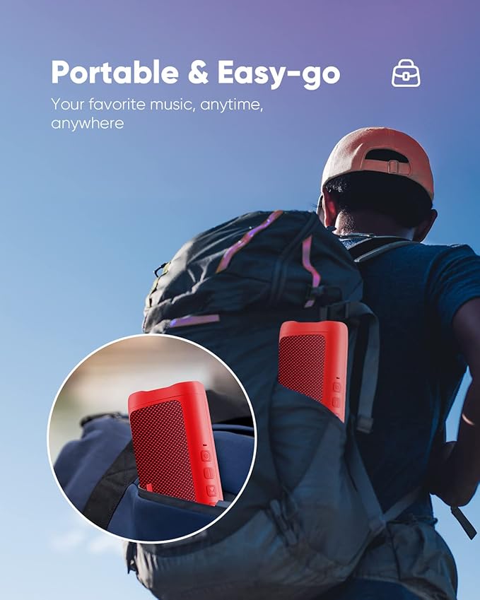 Bluetooth Speaker Gifts for Men: Portable Wireless, IPX5 Waterproof, White Elephant Gifts for Adults, Stocking Stuffers for Teens Boy Girl, Up to 20H Playtime, TWS Pair, for Home/Party/Outdoor (Red)