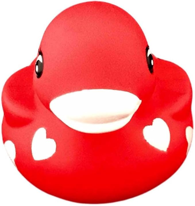 3" Valentines Sweetheart Rubber Duck [Squeaky, with Hole] - Baby Safe Bathtub Bathing Toy