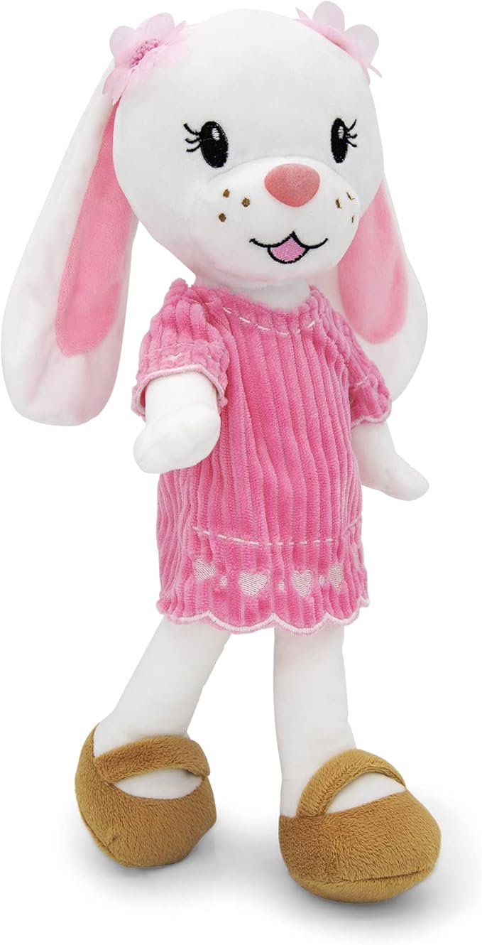 Playtime by Eimmie Soft Baby Doll Brie The Bunny - 14" Pink Bunny Plush Rag Doll with Embroidered Features for Girls, Boys, Toddlers & Infants - Educational Stuffed Animal for Imaginative Play
