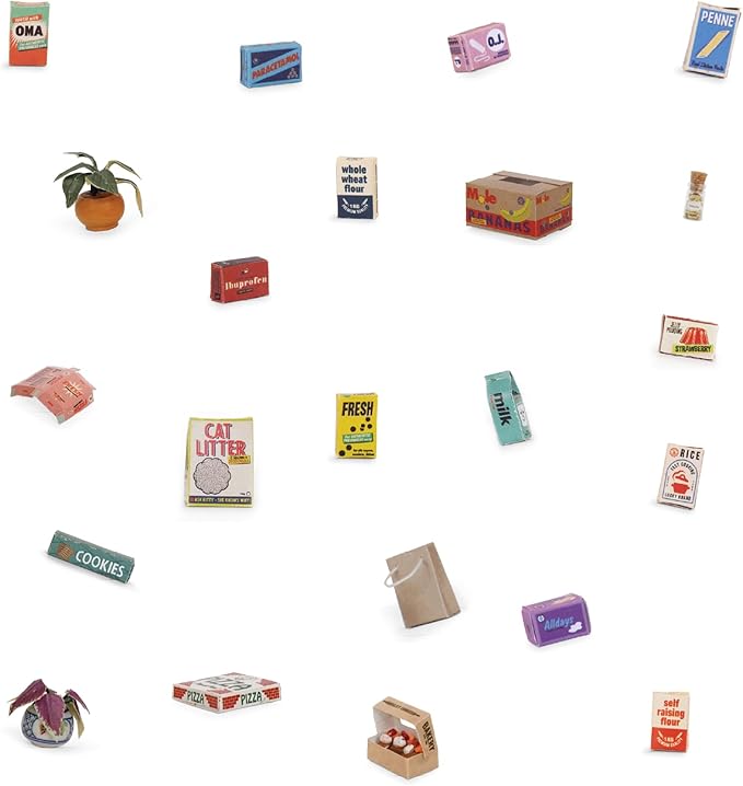 Shop Dollhouse Craft Kit – Easy to Build & Paint Miniature Store | Cardboard Room + 4 Wooden Pieces + Decoration Sheets | 1:12 Scale | Sam & Julia's Mouse Mansion