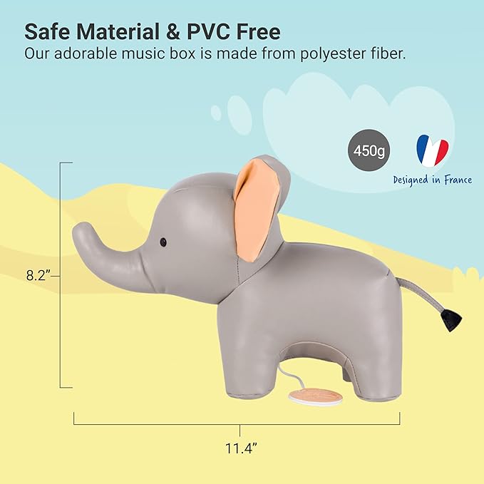 Little Big Friends Musical Baby Toy – Soft Plush Pull-String Cord Classical Toy for Baby & Toddlers | Soothing Stuffed Cuddly Animal Gift | Vincent The Elephant