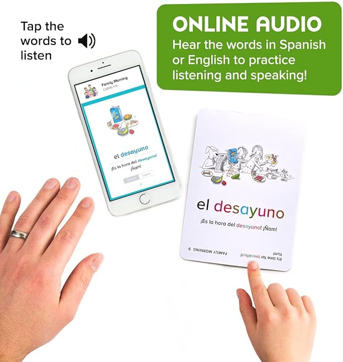 Spanish Flash Cards for Kids: 100 First Spanish Words with Online Audio - Learn Colors, Shapes, Numbers 1-10, Animals and More Beginner, Everyday Words - 100 Cards