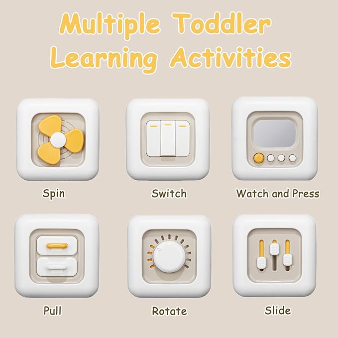 Busy Cube Toy for 1 Year Old Boy, Montessori Toys for 1+ Year Old, Travel Sensory Toys for Toddlers 1-3, Learning Fine Motor Skills| 1st Birthday Gifts Boy 9 12 Months Stocking Stuffers