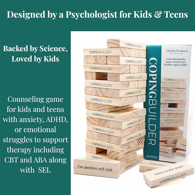 Coping Builder - Coping Skills Games for Kids & Teens, SEL Tool for Elementary Students, Counseling & Therapy Game for Children & Adolescents, Self-Regulation Tool, Anger & Anxiety Activity