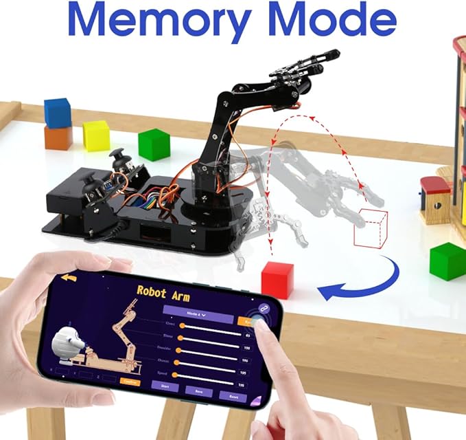 ACEBOTT 4 DOF ESP32 Robotic Arm Kit for Kids 8-12, Robotics Kit App Remote Control Robot Toys Compatible with Arduino, STEM Educational DIY Robot Arm Kit Gift for Teenagers & Adults