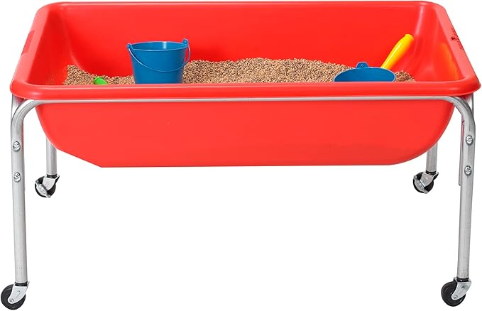Children's Factory Medium Sensory Table and Lid – 18″ Height, Sandbox with Lid, Water Table for Kids, Red