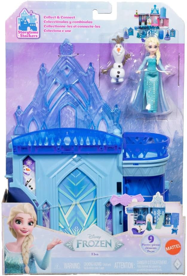 Mattel Disney Princess Toys, Storytime Stackers Elsa Ice Palace, Stackable Castle Doll House with Small Doll & 8 Pieces, Inspired by The Disney Frozen Movies