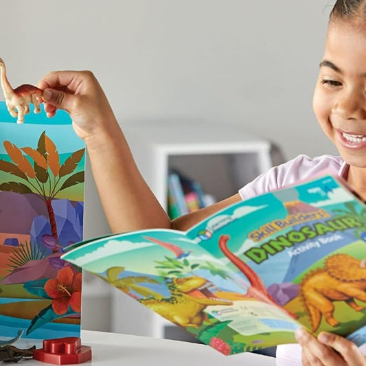 Learning Resources Skill Builders! Dinosaur Activity Set - 22 Pieces, Ages 4+, Critical Thinking, Math Manipulatives, Board Games, Preschool Activity Book, Jurassic toys