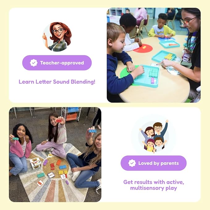 THE FIDGET GAME Sneaky Elves, CVC Sight Words Game, Pop Sensory Toy to Learn and Spell, Educational Kindergarten Classroom Activities, Multisensory Reading and Phonics Flash Cards for Kids 3+ Years