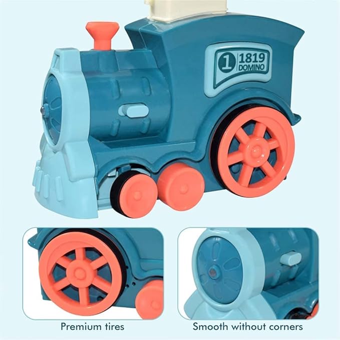 soputry Domino Toy Train Blocks Set, Automatic Domino Stacking Toy Creative Domino Rally Electric Train Set, Upgrade 4 Color Domino Toy Train for 3-12 Year Old Boys and Girls (100 Dominoes)