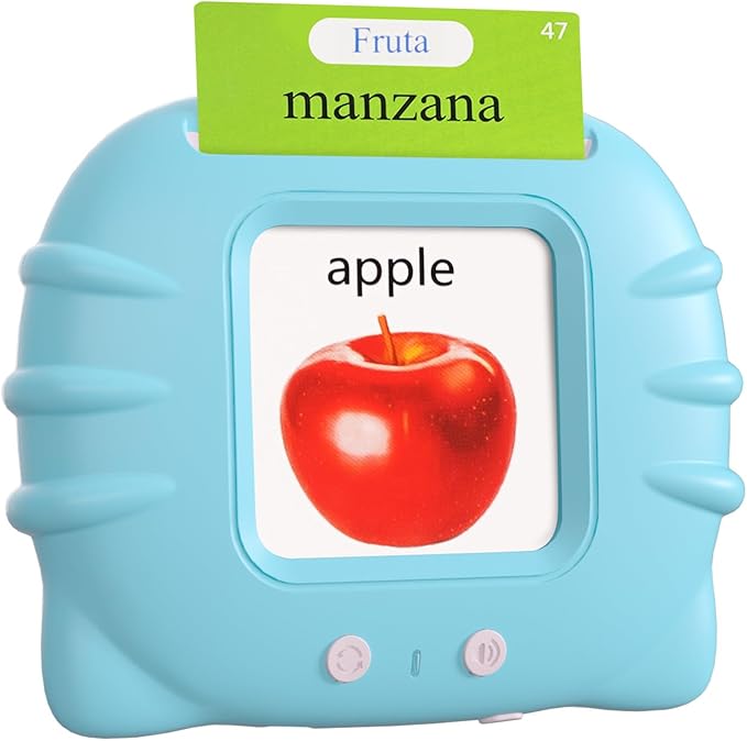 224 Words Spanish English Talking Flash Cards with Music for Toddler Age 1 2 3 4 5 6, Sensory Learning Eduactional Montessori Toys, Autism Pocket Speech Therapy Christmas Toys Gifts for Girls Boys