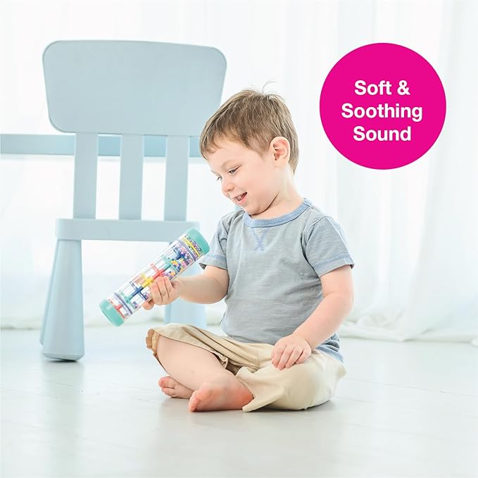 Edushape Rainstick 8 Inch - Rainmaker Toy for Babies, Sensory Tubes Musical Instrument - Rain Stick Baby Toy for Soothing Rain Sounds, Perfect Tummy Time Toys, Engaging Toddler Sensory Play
