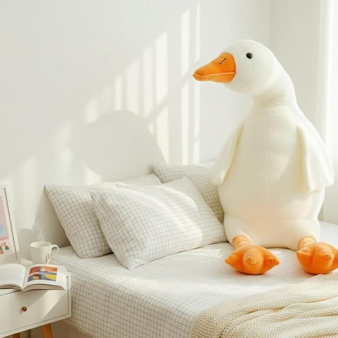 Giant Plush Goose Body Pillow, 75 inch Soft White Swan Stuffed Animal, Hugging Cushion for Kids and Adults! Great Gift