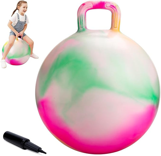 ZOOJOY Hopper Ball for Kids, Clouds Hopping Toys, 20 Inch Bouncy Ball with Handle for Boys Girls Aged 6-12, Inflatable Bounce Hopper Toy with Pump