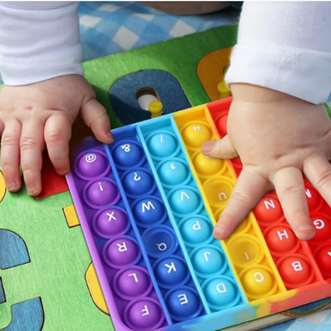 AK-SHIP 2 in 1 Fidget Toys, ABC Learning and Educational Toys, Poppers Fidget Toys,AK-SHIP Stress Relief, Autism Sensory Toys [26 Letters on One Side | Numbers 1-30 on The Other Side] (1 Pack)