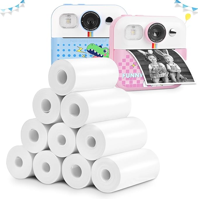 Thermal Paper, 10 Rolls Refill Print Paper for Kids Instant Print Camera, HD Photo Printing Paper Rolls for Most Kids Instant Camera, BPA Free