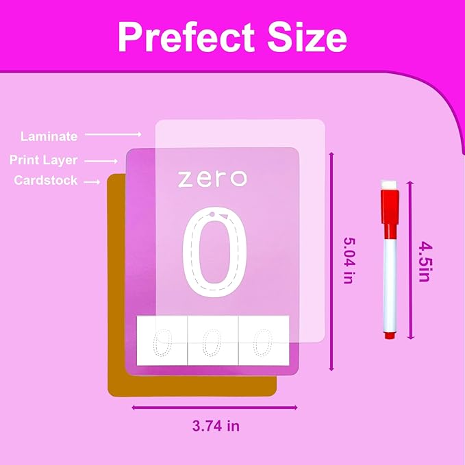 Number Flash Cards for Toddlers with 5 Dry Erase Pens, Numbers 0-25/30-100 Preschool Fun Learning Card, 36PCS Double Sides Counting Flashcards,Early Education Flashcards for Kids Ages 3+