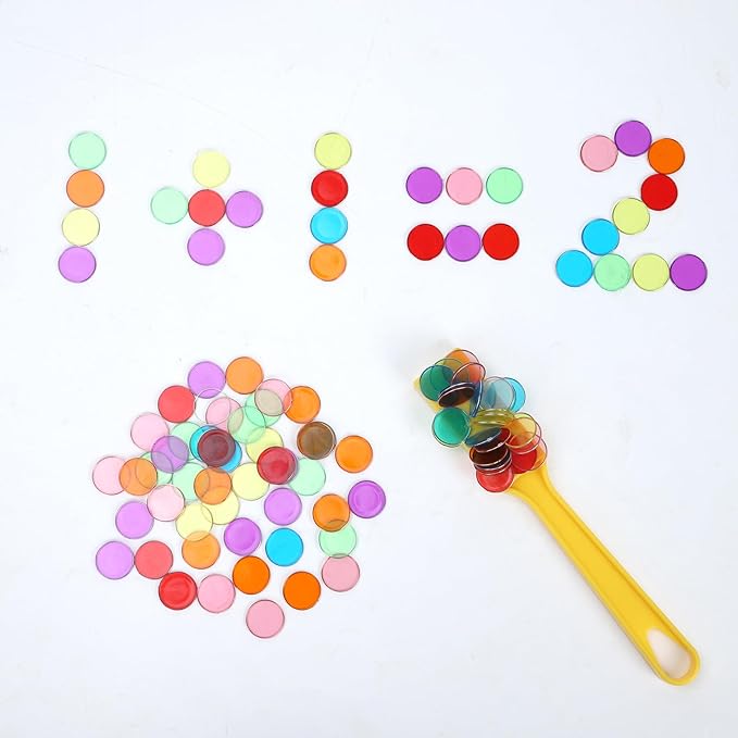 Magnetic Bingo Chips with Wand - 6 Pack for Large Group Games,Family Game Night, Sensory Bins,Counting and Sorting,Science& Educational Activities (Colorful with Bag(6 Pack-500 Metal Chips))