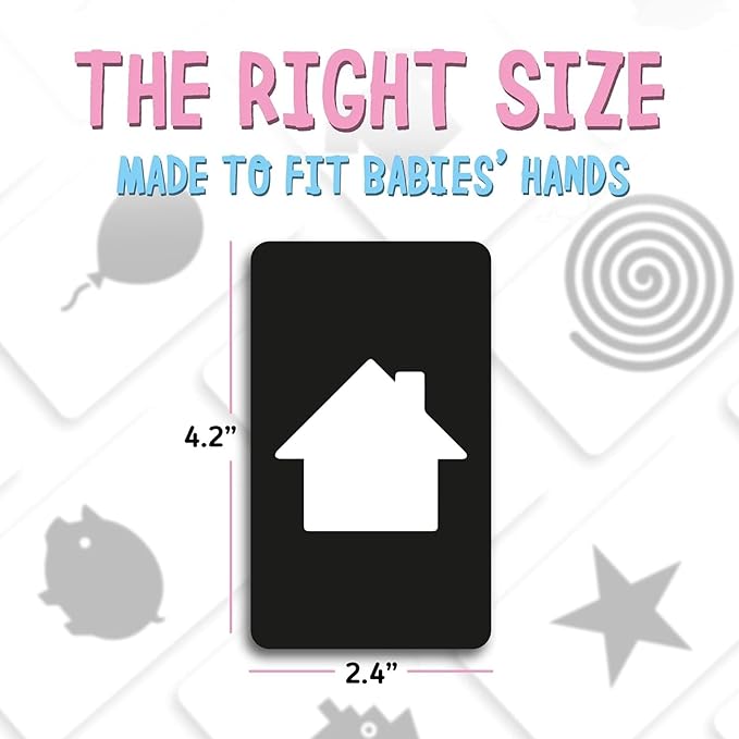 Merka Newborn Toys & Sensory Flash Cards for Babies - High Contrast Baby Cards - 50-Pack Paper, 2.4 in x 4.2 in, Black & White - Visual Stimulation & Brain Development for 0-3 Months