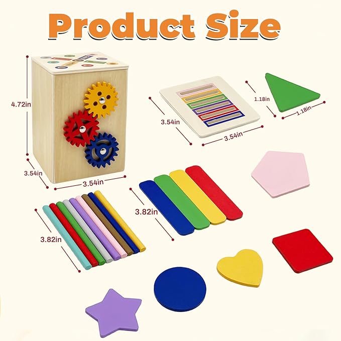 Wooden Montessori Baby Toddler Toys: 3 in 1Learning Fine Motor Skills Sensory Toys for Toddlers 3-5, Educational Color Sorting Preschool Learning Activities Boys Girls Gifts (2 in 1)
