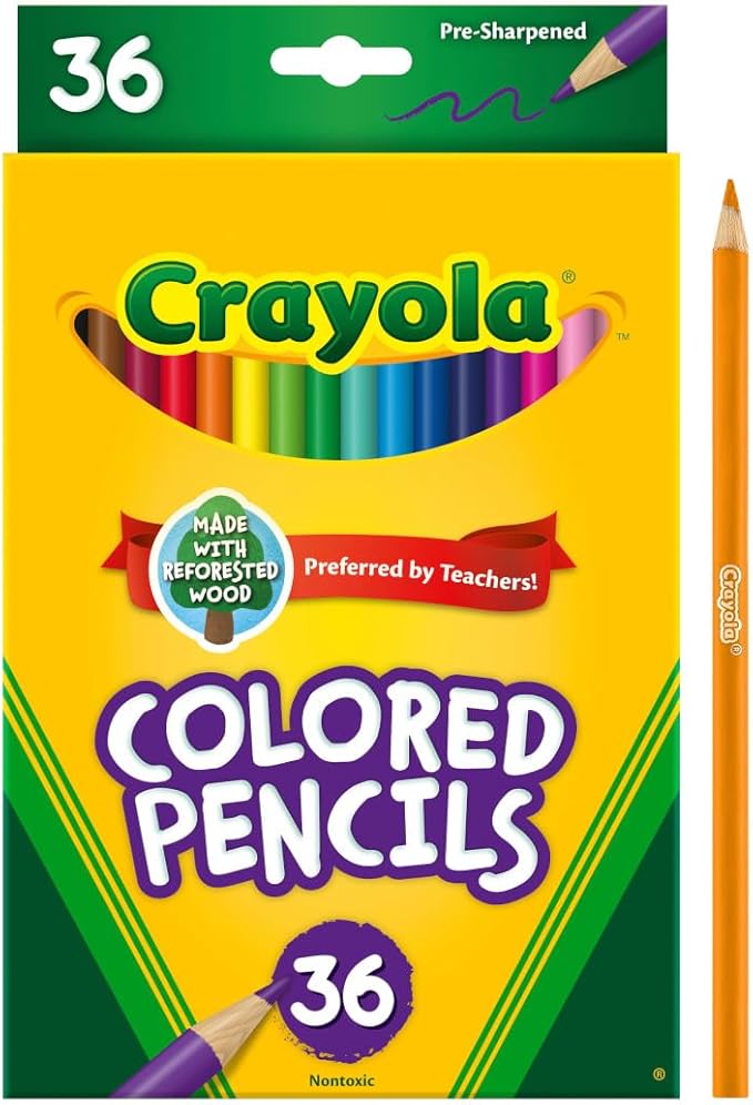 Crayola Colored Pencils (36ct), Kids Pencil Set, Pre-Sharpened Coloring Book Pencils for Kids & Adults, Arts & Crafts Supplies, Ages 3+