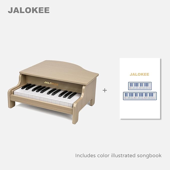 Kids Piano Keyboard, 25 Keys Grand Piano for Kids, Mini Music Educational Instrument Toy, Volume Adjustable, Wood Toy for Toddlers Girls Boys (Oak)