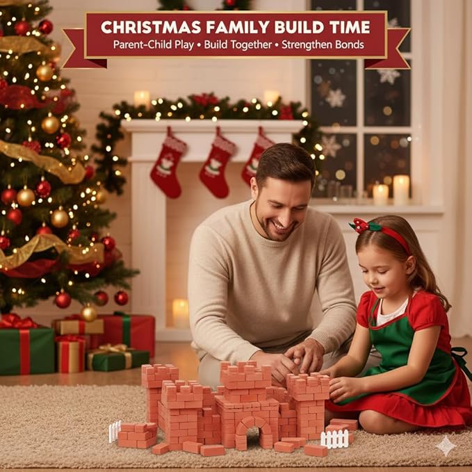 Knight Bricklayer Brick and Mortar Construction Set, Clay Mini Bricks & Cinder Blocks, DIY Mini House Kit, STEM Building Toy, Kids Brick Mortar Set, Reusable Blocks, Ages 8+, Birthday Gift