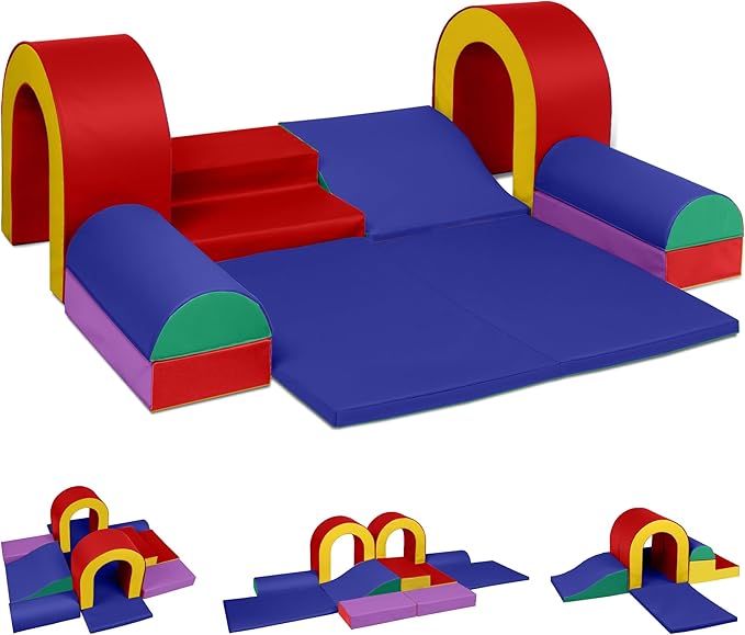 10 Piece Foam Climbing Blocks, Soft Climbing Toys for Toddlers, Lightweight Baby Climbing Gym, Indoor Baby Activity Play Set for Crawling Climbing and Sliding