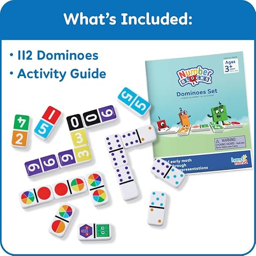 hand2mind Numberblocks Dominoes Set, Dominos for Kids, Domino & Tile Games, Toddler Matching Game, Counting Toys, Montessori Math Materials, Educational Toys for Kids, Preschool Learning Activities
