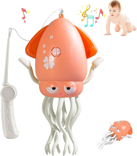 Baby Dancing Squid Toy, Electric Crawling Octopus Tummy Time Toy, Rechargeable Magic Dancing Music Squid Baby Toys for 3 4 5 Year Old Kids Boy Girl Birthday Gifts Christmas Stocking Stuffers
