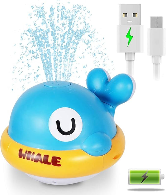 Baby Bath Toys - Toddler Bath Toys for Kids Ages 1-3, Rechargeable Light Up Whale Sprinkler Bathtub Toys, Pool & Water Toys for Infants Babies 6-12 Months & Toddlers 2-4, 1st Birthday Gifts (Blue)