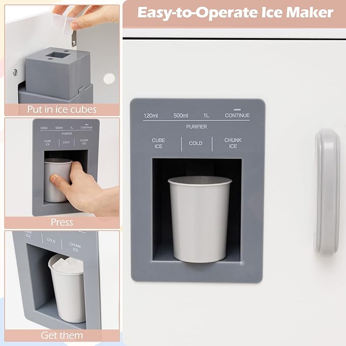 Costzon Corner Play Kitchen w/Lights, Sounds, Large Pretend Play Kitchen Set w/Blackboard, Microwave, Cooking Accessories, Wooden Montessori Sensory Toy for Kids 3+ Years Old (White)