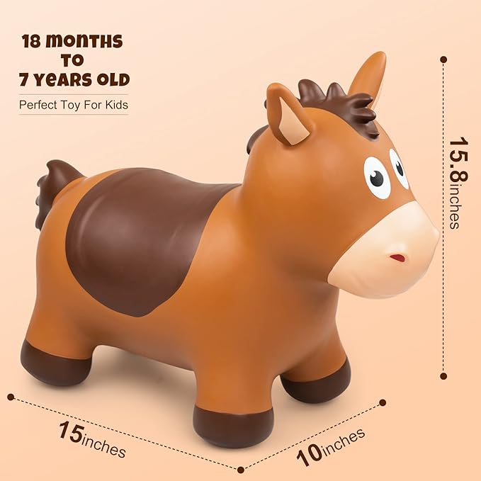 PlayZap Bouncy Horse Hopper, Bouncy Animals Hopper for Toddlers, Inflatable Jumping Ride on Bouncer, Kids Hopping Toys for 18M 2 3 Years Old Boys Girls Gifts