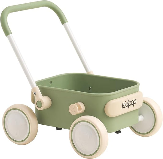 PULA Baby Push Walker with Wheels Toddler Wagon for First Learner Baby Toys 6-12 Months, 1 Year Old Birthday Gifts, Indoors and Outdoors (Green)