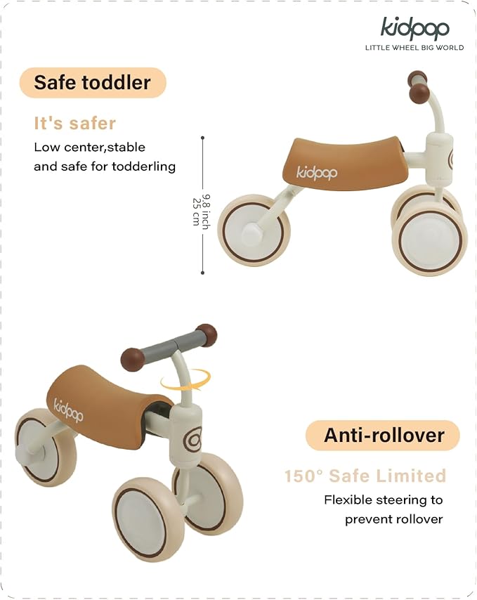 kidpop Bee Baby Balance Bike Toddler for 1 Year Old Kids Ride On Toys First Birthday Gift Toddler First Bike (White)