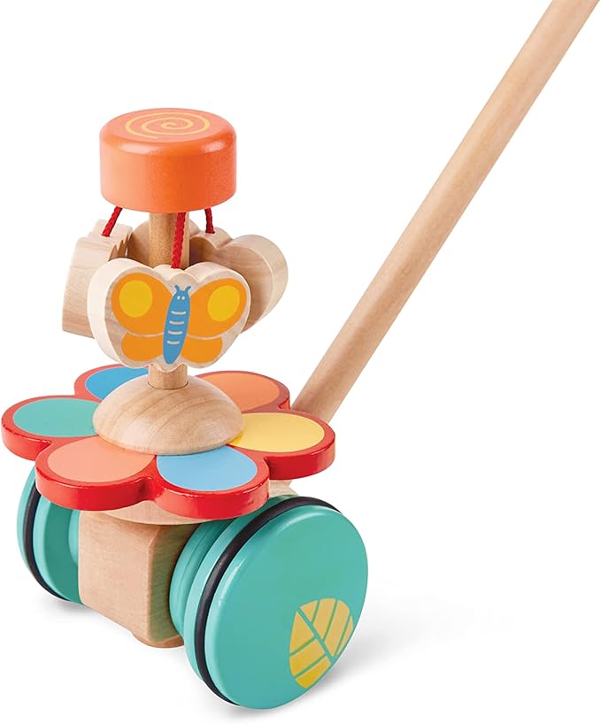 Hape Dancing Butterflies Push and Pull Toy, Assorted Colors, 12+ Months, L: 4, W: 6.9, H: 22.2 inch