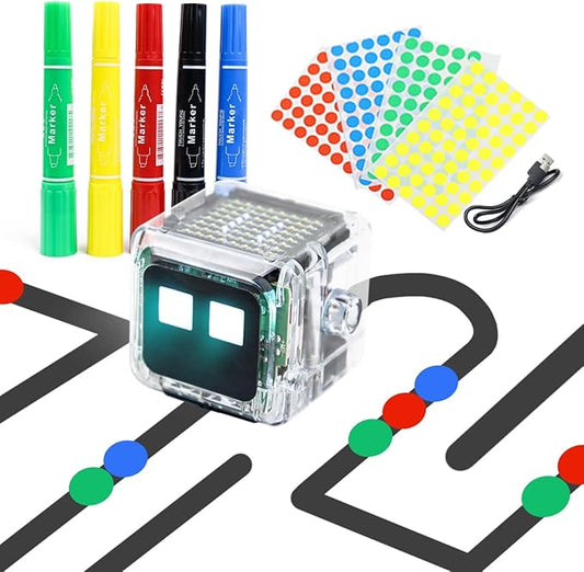 HoverBots No Coding Experience Required Interactive Coding Robot for Kids, Including Color Code Markers, Charging Cable, 27 Pre-Designed Color Codes, Suitable for Preschool Education