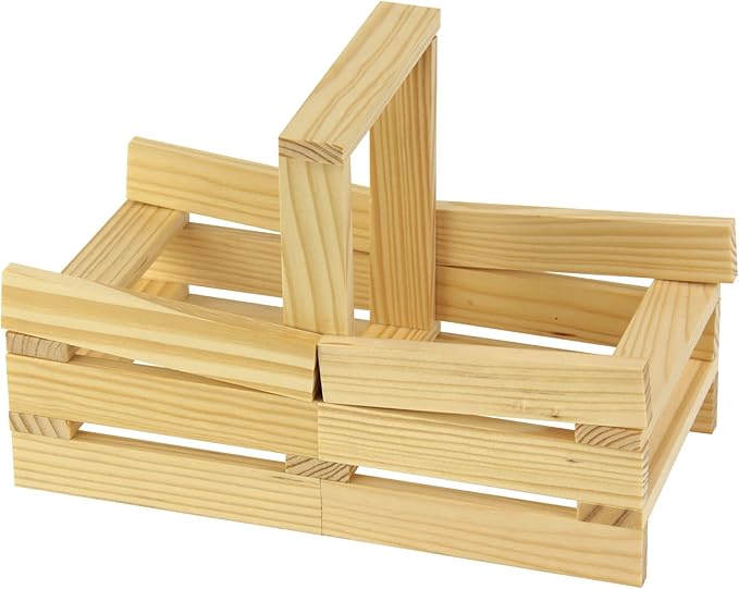 MindWare KEVA Junior Brain Builders Playset, 3D Puzzle Travel Game, 40 Wooden Building Block Challenges